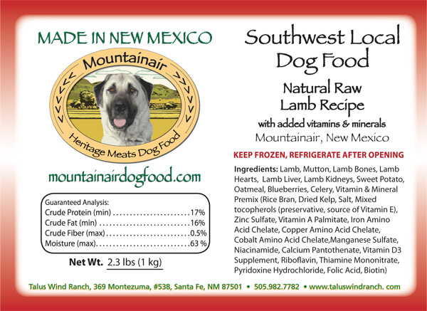 Local Raw Lamb Dog Food